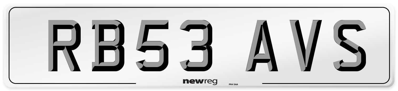RB53 AVS Number Plate from New Reg